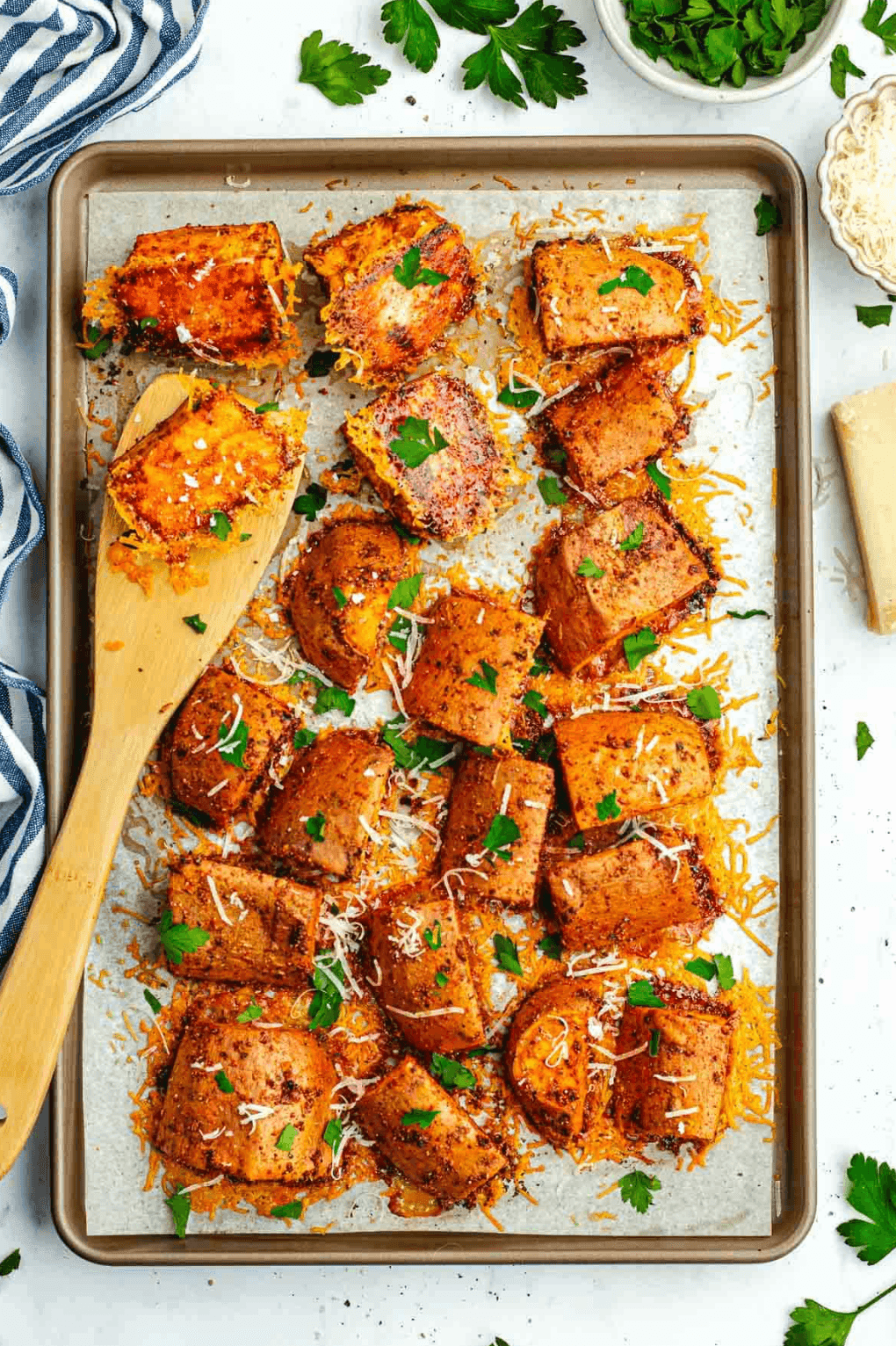 Crispy Parmesan Sweet Potatoes (Easy Roasted Side Dish Recipe)