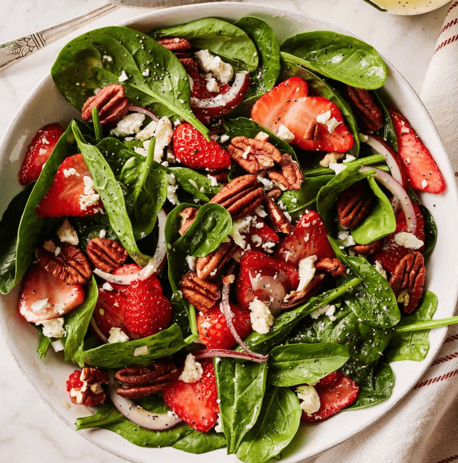 Strawberry Spinach Salad with Pecans and Poppy Seed Dressing