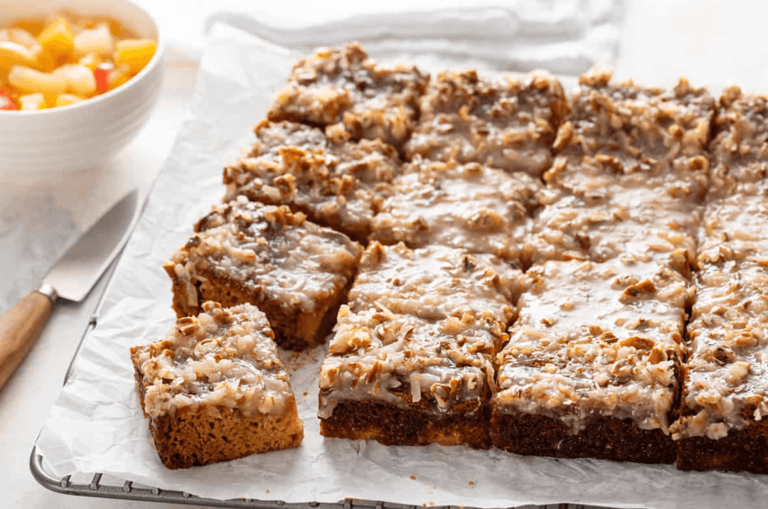Old-Fashioned Fruit Cocktail Cake With Coconut-Pecan Frosting