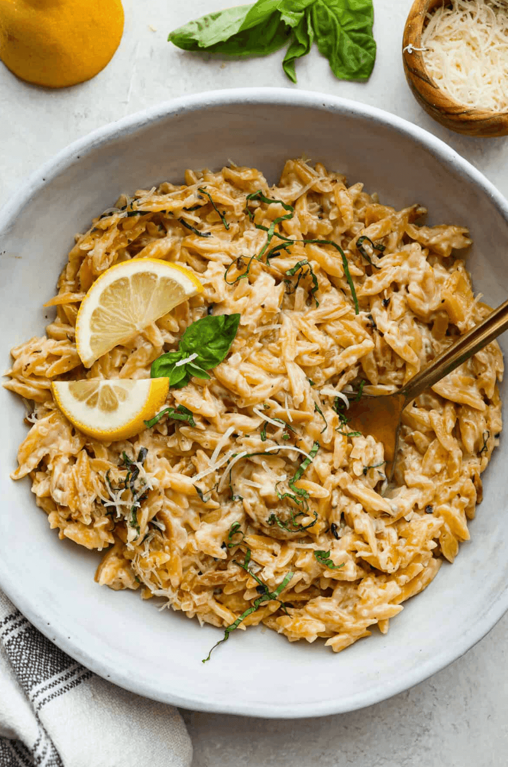 One-Pan Creamy Lemon Orzo With Parmesan and Basil